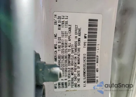 2014 Honda Cr-V Ex из США, поврежденный, VIN 5J6RM3H50EL042813